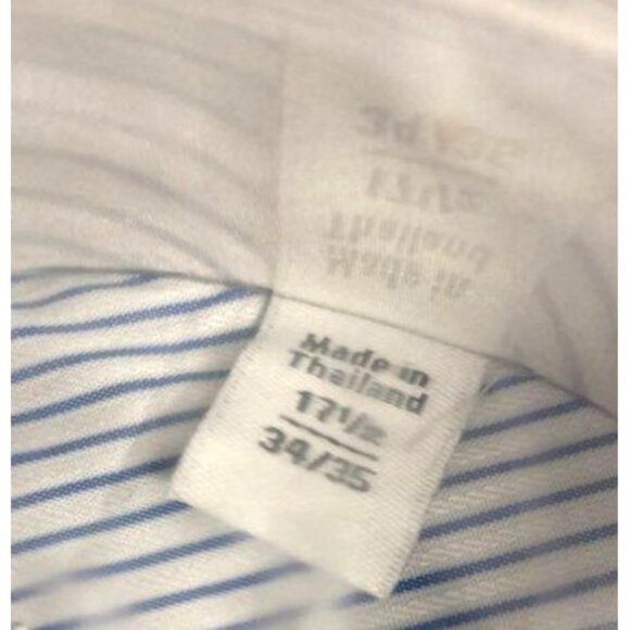 Calvin Klein Mens Blue & White Striped Button-Down Shirt Size 17.5 39/35 New - Picture 2 of 2